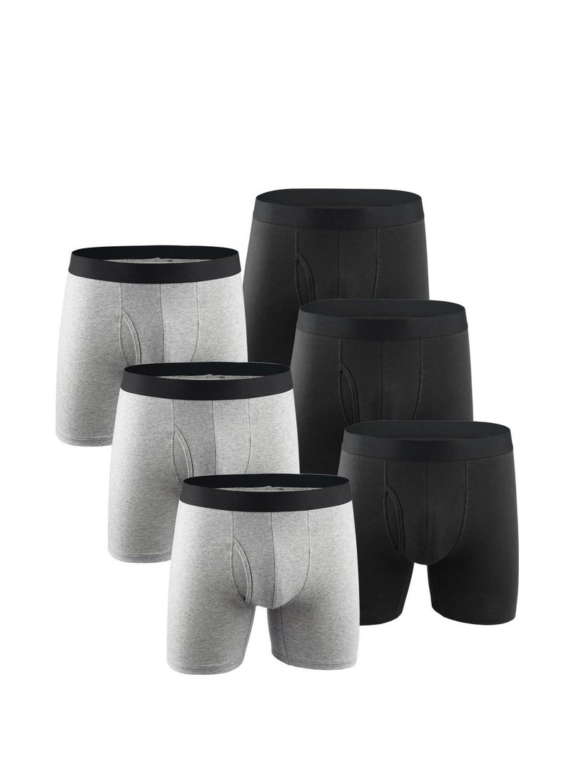Y&D Men's Boxer Shorts 6 Pack Contains 3 Gray 3 Black Soft Cotton Breathable Underwear - Image 1