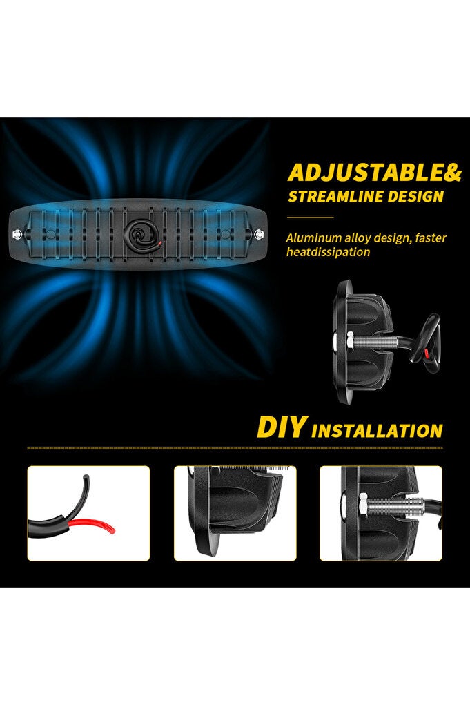 rayihni Automobile LED work light Embedded one-shaped work light 4-hole led off-road vehicle spotlight au... - Image 3