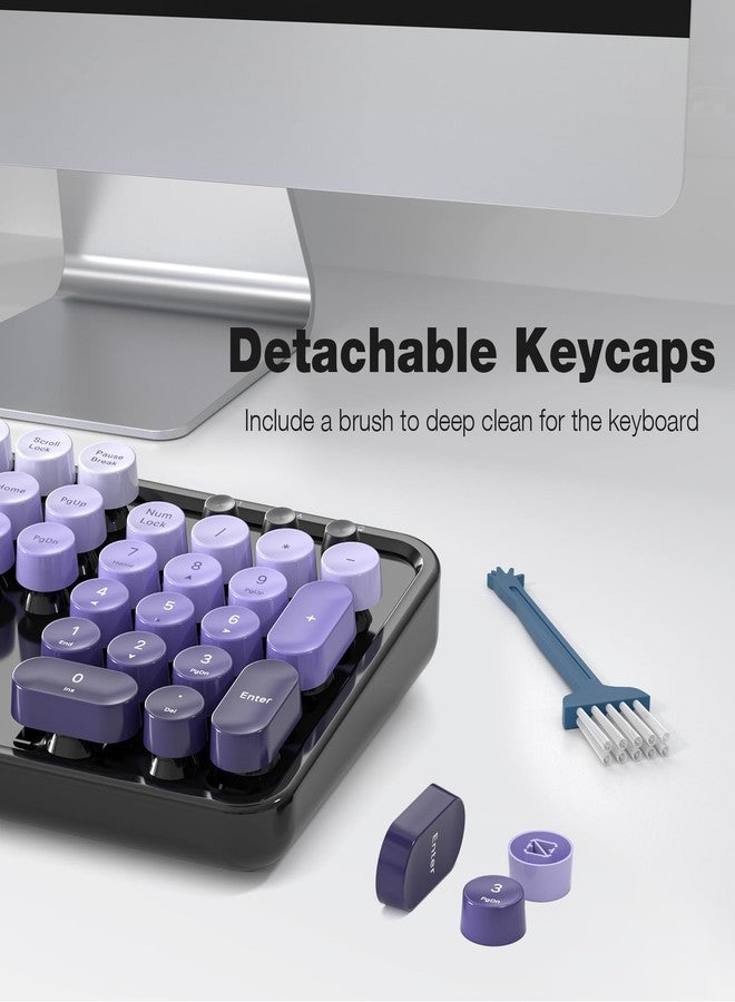 MOFII Wireless Keyboard and Mouse Combo, Full Size 2.4G Plug and Play Typewriter Retro Round Computer Keyboard and Mouse Set for Windows, Computer, Desktop, PC, Notebook - (Black Purple Gradient) - Image 5
