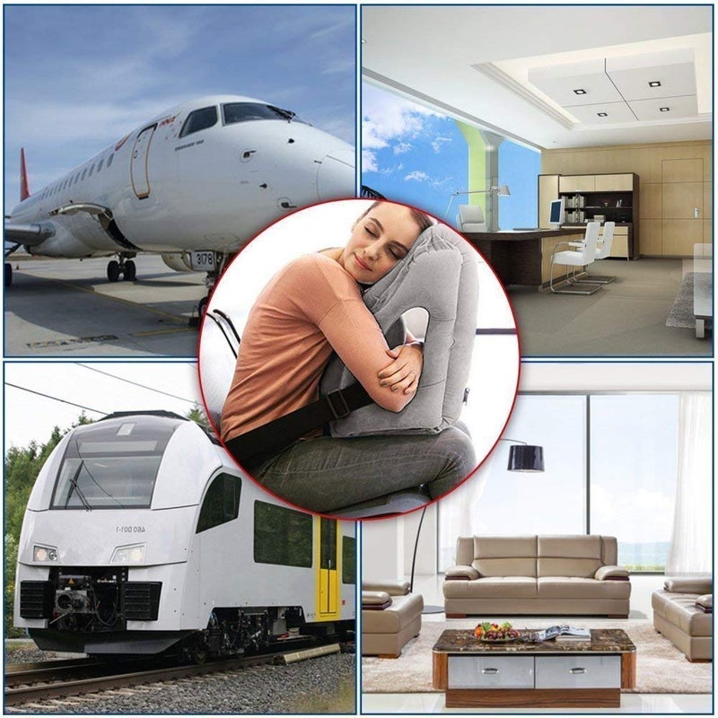 Yorten PillowsPortable Head Neck Rest Pillow Air Travel Inflatable Cushion for Airplane Train and Car Office Napping - Image 4