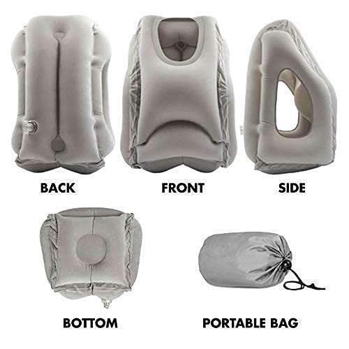 Yorten PillowsPortable Head Neck Rest Pillow Air Travel Inflatable Cushion for Airplane Train and Car Office Napping - Image 2