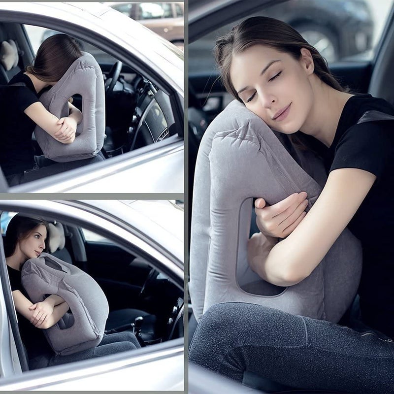 Yorten PillowsPortable Head Neck Rest Pillow Air Travel Inflatable Cushion for Airplane Train and Car Office Napping - Image 3