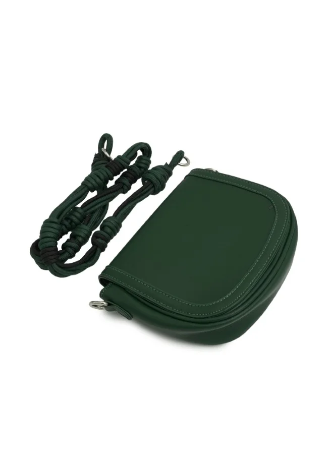 هايليز Elegant Green Shoulder Bag with Knotted Strap