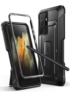 SupCase Unicorn Beetle Pro Series Case for Samsung Galaxy S21 Ultra 5G (2021 Release), Full-Body Dual Layer Rugged Kickstand Case with S Pen Slot (Black)  - Image 1