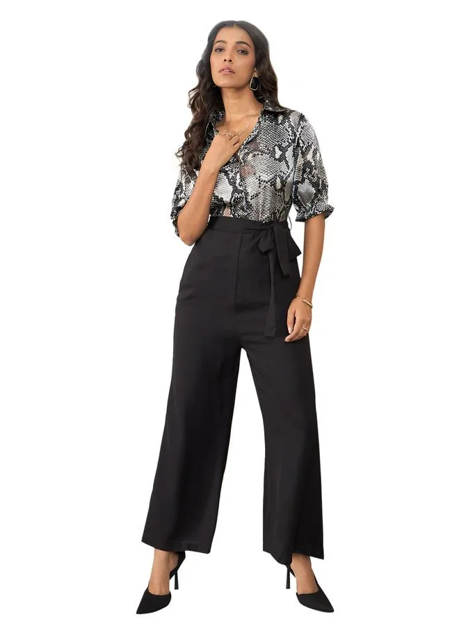 StyleStone  Stylestone Satin Snake Print Buttoned Jumpsuit for Women | Best Price UAE