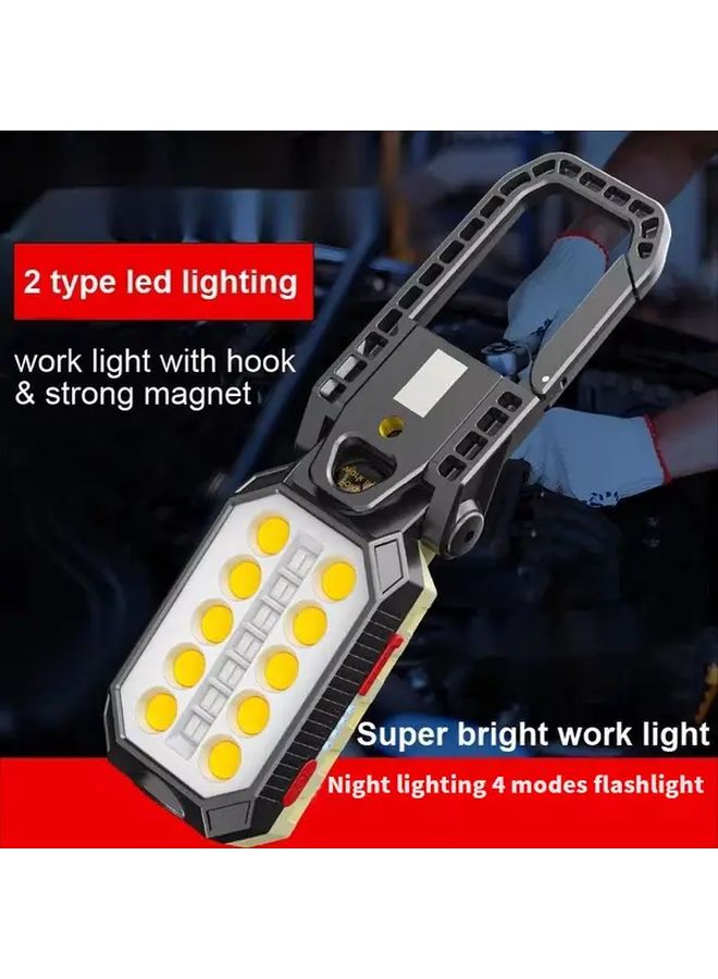 1pc B COB Flashlight Ultra Bright Folding USB Rechargeable Work Light with Base - Image 3