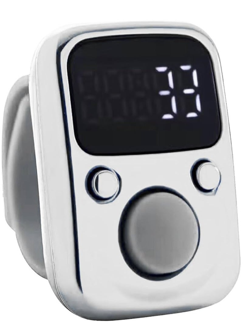 Electric Finger Tally Counter Digital Tasbeeh Zikr Ring White - Image 1