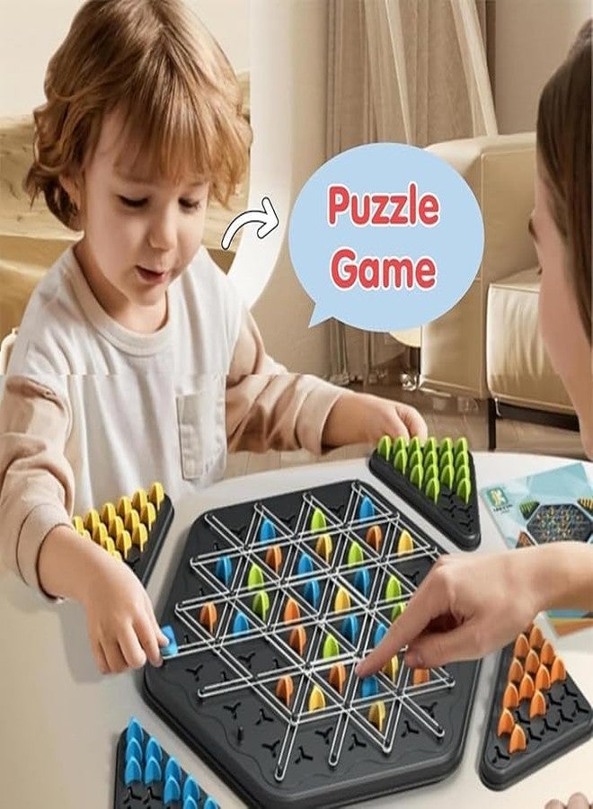 Chain Triangle Chess Game Triggle Rubber Band Game for Kids & Adults, Fun Family Board Game, Brain Teaser Puzzle Interactive Chess 2-4Pla (Chain Traingle Chess Game) - Image 5