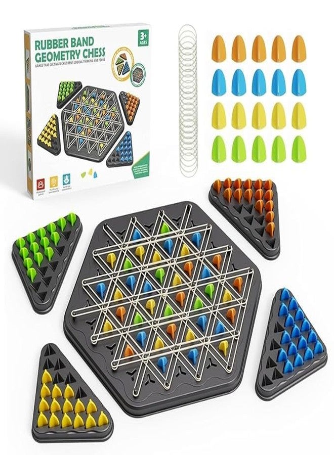 Chain Triangle Chess Game Triggle Rubber Band Game for Kids & Adults, Fun Family Board Game, Brain Teaser Puzzle Interactive Chess 2-4Pla (Chain Traingle Chess Game) - Image 1