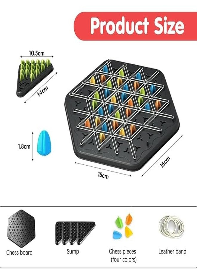 Chain Triangle Chess Game Triggle Rubber Band Game for Kids & Adults, Fun Family Board Game, Brain Teaser Puzzle Interactive Chess 2-4Pla (Chain Traingle Chess Game) - Image 2
