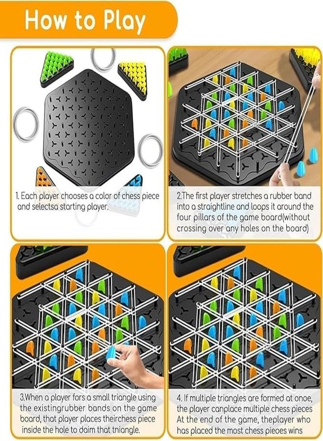 Chain Triangle Chess Game Triggle Rubber Band Game for Kids & Adults, Fun Family Board Game, Brain Teaser Puzzle Interactive Chess 2-4Pla (Chain Traingle Chess Game) - Image 4