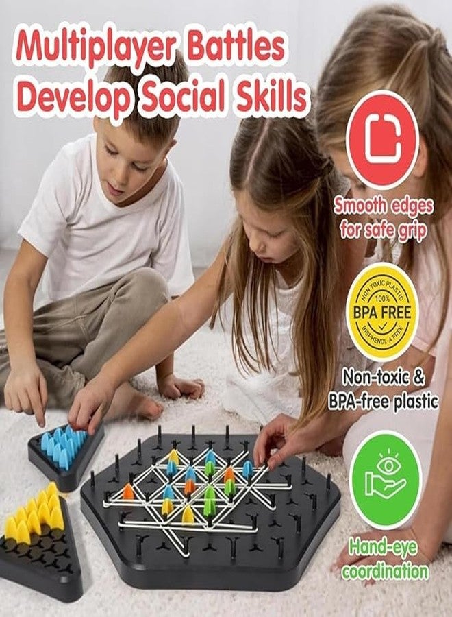 Chain Triangle Chess Game Triggle Rubber Band Game for Kids & Adults, Fun Family Board Game, Brain Teaser Puzzle Interactive Chess 2-4Pla (Chain Traingle Chess Game) - Image 3