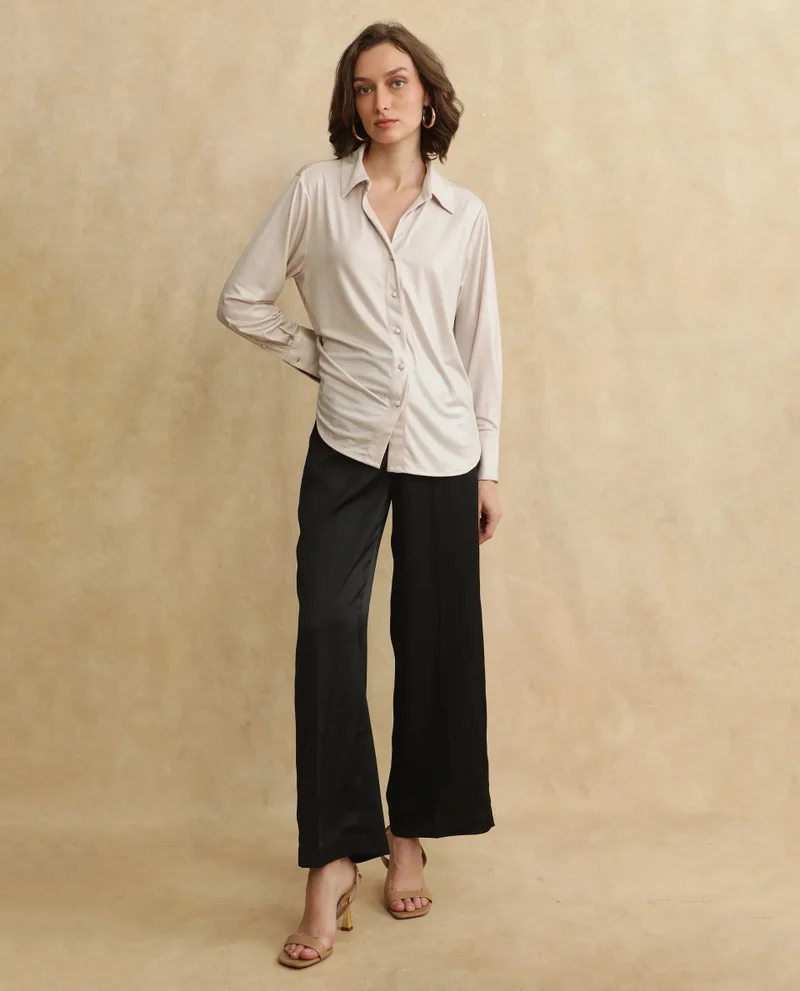Rareism Women's Full Sleeves Metallic Shirt