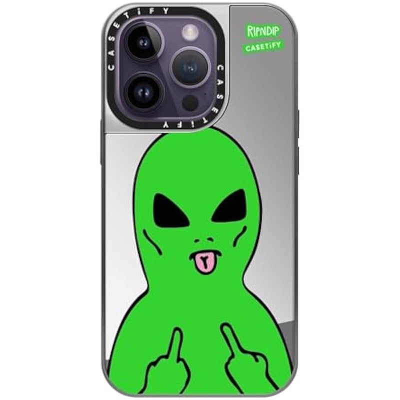 Casetify Mirror Case for iPhone 14 Pro 【RipNDip Colab/Reflective / 4.9ft Drop Protection/Compatible with Magsafe】 - Lord Alien - Silver on Silver - Image 2