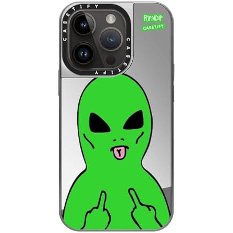 Casetify Mirror Case for iPhone 14 Pro 【RipNDip Colab/Reflective / 4.9ft Drop Protection/Compatible with Magsafe】 - Lord Alien - Silver on Silver - Image 3