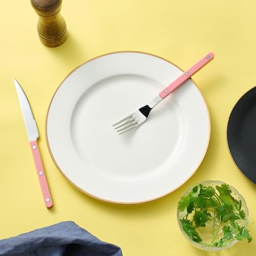 Khen Cutlery Set of 20 Pieces, 18/8 Stainless Steel Flatware, Modern Silverware for Home, Kitchen, Dining & Table Setting for 4, Dishwasher Safe, Lightweight & Ergonomic Design Gift - Pink - Image 5