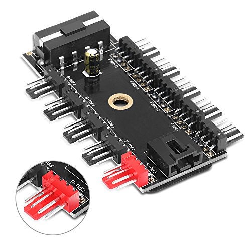 ELECTOP PC Chassis Fan Hub CPU Cooling HUB 10 Port 12V 4 Pin Fan PWM Hub Molex Controller - Image 4