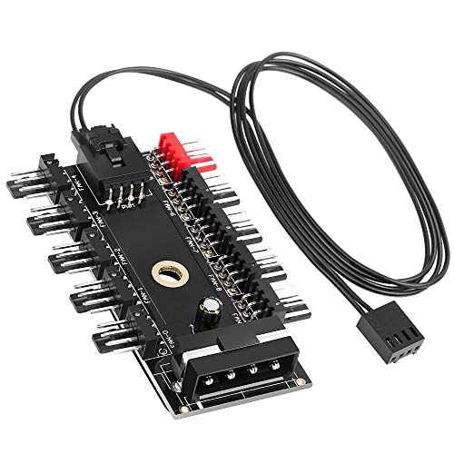 ELECTOP PC Chassis Fan Hub CPU Cooling HUB 10 Port 12V 4 Pin Fan PWM Hub Molex Controller - Image 1