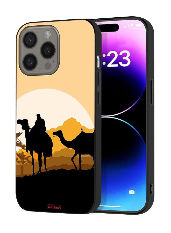 Tolwak Apple iPhone 15 Pro Protective Case Cover Camels In Desert Art - Image 1