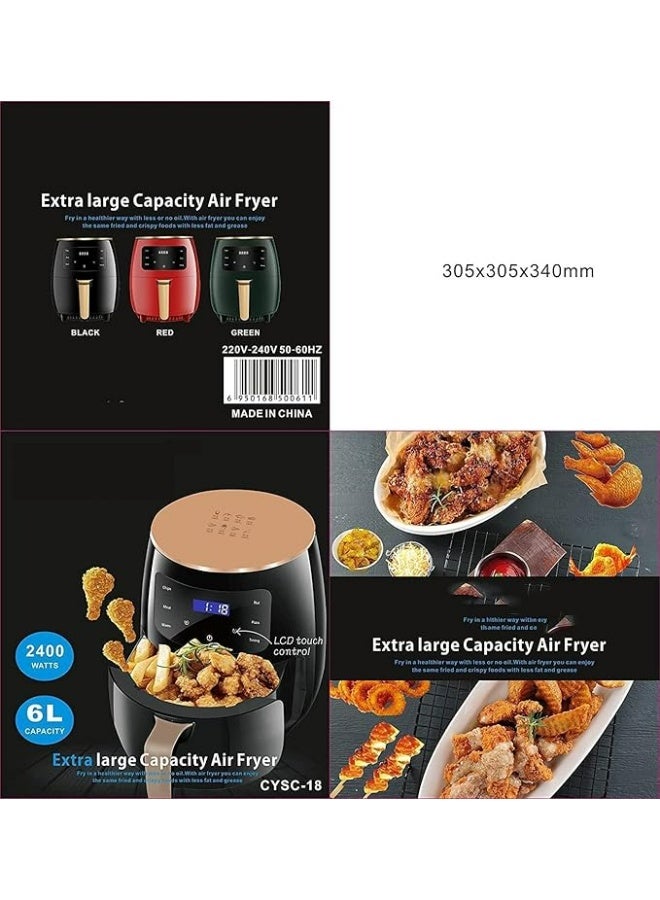 Silver Crest, 6 liter Air Fryer Performance Range 2400 watt Rapid Air Convection Heating,18 (International Warranty) - Image 4