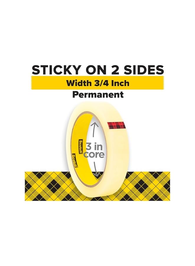 Scotch  Scotch Double Sided Tape in Box 3/4 x 1299 in (19mm x 33m), 1 roll/box | Clear Tape | Strong adhesive | Permanent | Scrapbooking | Crafts | Photos | Bond | Double Sided Tape | Scotch Tape  - Image 2