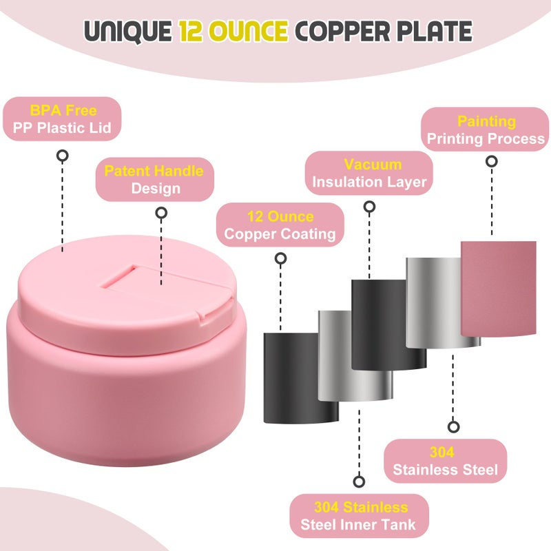 BOSEDSANG 13.5oz Soup Thermo for Hot Food Kids with Buckle Lid Insulated Vacuum Food Jar Wide Mouth Leakproof Stainless Steel Lunch Container- Pink - Image 5