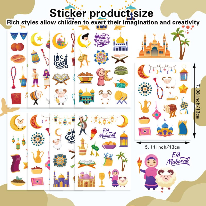 DUJAA 351PCS Eid Mubarak Theme Stickers for Kids Ramadan Kareem and Eid Stickers Sheets Ø±Ù…Ø¶Ø§Ù† Ù…Ø¨Ø§Ø±Ùƒ Holy Kaaba Quran Ramadan Decoration Islamic Muslim Party Supplies Decorations - Image 2
