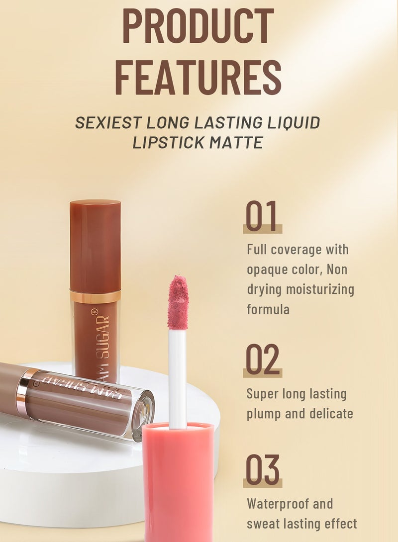 SAM SUGAR 12 Colors Book Style Velvet Matte Liquid Lipstick Christmas Gift Set Long-Lasting Non-Stick Cup Not Fade Shimmer Nude Lip Gloss Thanks For the Love Lip Set (Set B) - Image 2