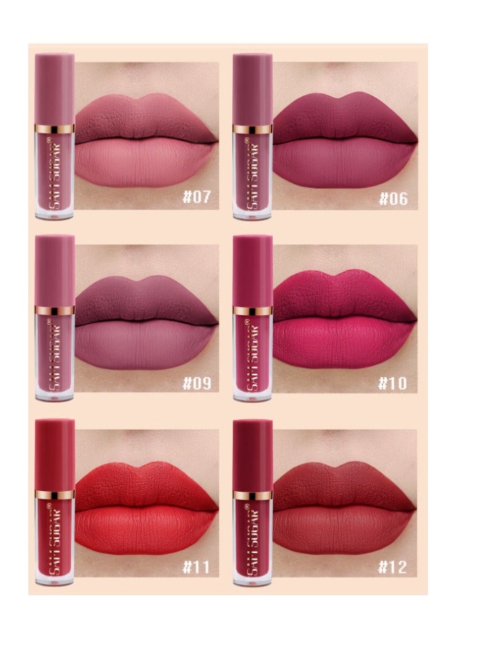 SAM SUGAR 12 Colors Book Style Velvet Matte Liquid Lipstick Christmas Gift Set Long-Lasting Non-Stick Cup Not Fade Shimmer Nude Lip Gloss Thanks For the Love Lip Set (Set B) - Image 5