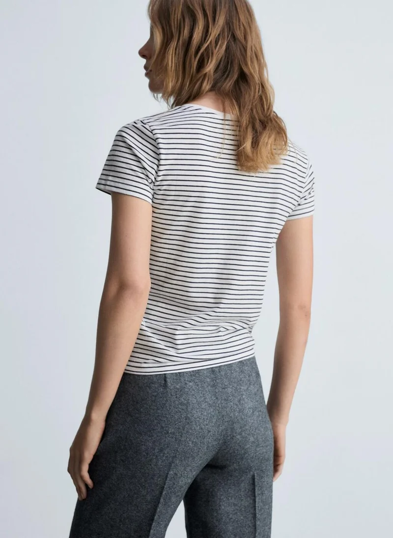 مانجو Striped logo T-shirt