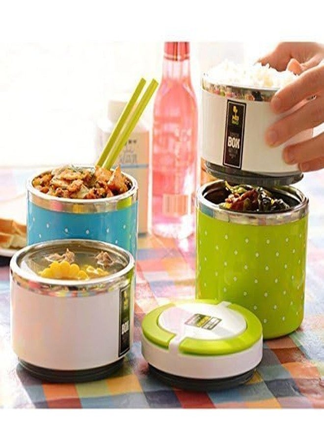 LEKORED 3 Layer Lunch Box Handheld Tiffin Leak Proof Insulated Thermal Container for School Office use Lunch Box Picnic Food Container Tifin Hot Box Vacuum Insulated - Multi Color - Image 2