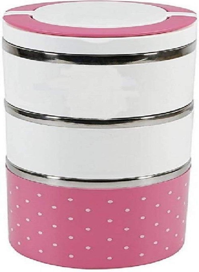 LEKORED 3 Layer Lunch Box Handheld Tiffin Leak Proof Insulated Thermal Container for School Office use Lunch Box Picnic Food Container Tifin Hot Box Vacuum Insulated - Multi Color - Image 1