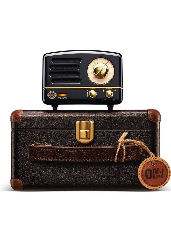 Muzen - OTR Metal Portable Bluetooth Speaker with Retro knob Tuner FM Radio, Also with Suitcase Gift Case, Wireless Bluetooth Speaker with Loud Stereo Sound, for Home Outdoor Travel - Image 1