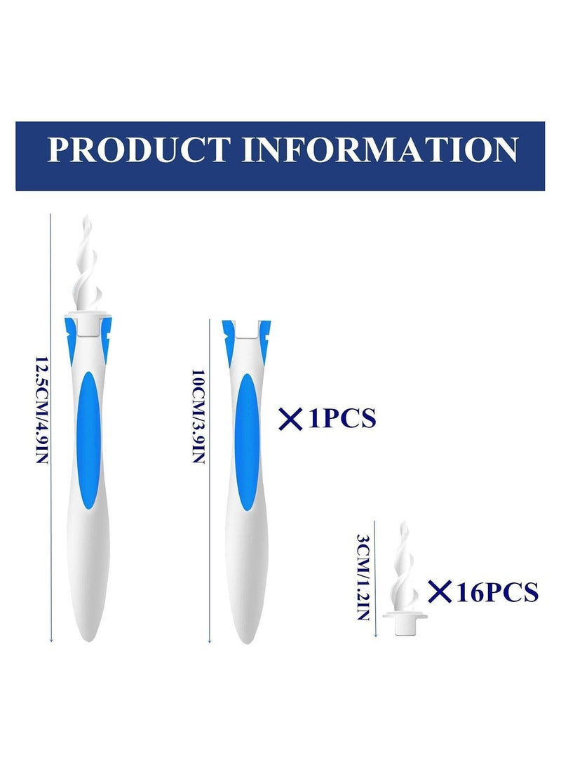 Earwax Remover Safe Spiral Ear Wax Removal Tool 16 Pcs Ear Cleaner with Soft Replacement Tips Ear Wax Removal Kit for Adults and Kids
