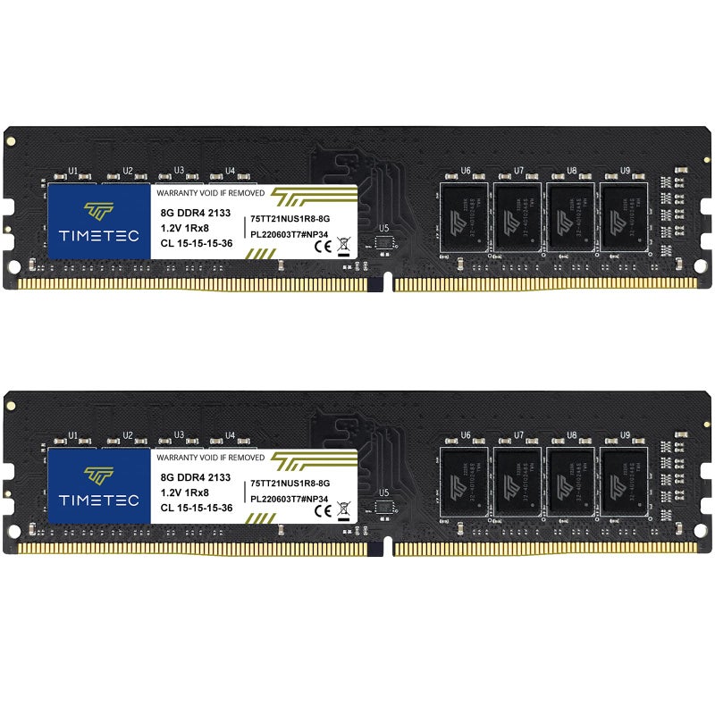 Timetec 16GB KIT 2x8GB DDR4 2133MHz PC42133P PC417000 UDIMM Desktop RAM 288Pin 12V CL15 NonECC Unbuffered DIMM Memory Module Upgrade - Image 2