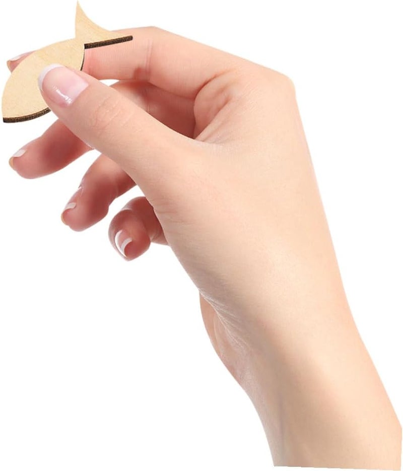 Healifty 50pcs Unfinished Wood Fish Cutouts Smooth Edges Mini Fish Shaped Wood Slices for DIY Painting Crafts and Rustic Home Decoration Projects - Image 4
