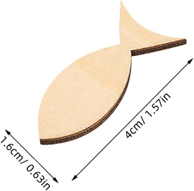 Healifty 50pcs Unfinished Wood Fish Cutouts Smooth Edges Mini Fish Shaped Wood Slices for DIY Painting Crafts and Rustic Home Decoration Projects - Image 2