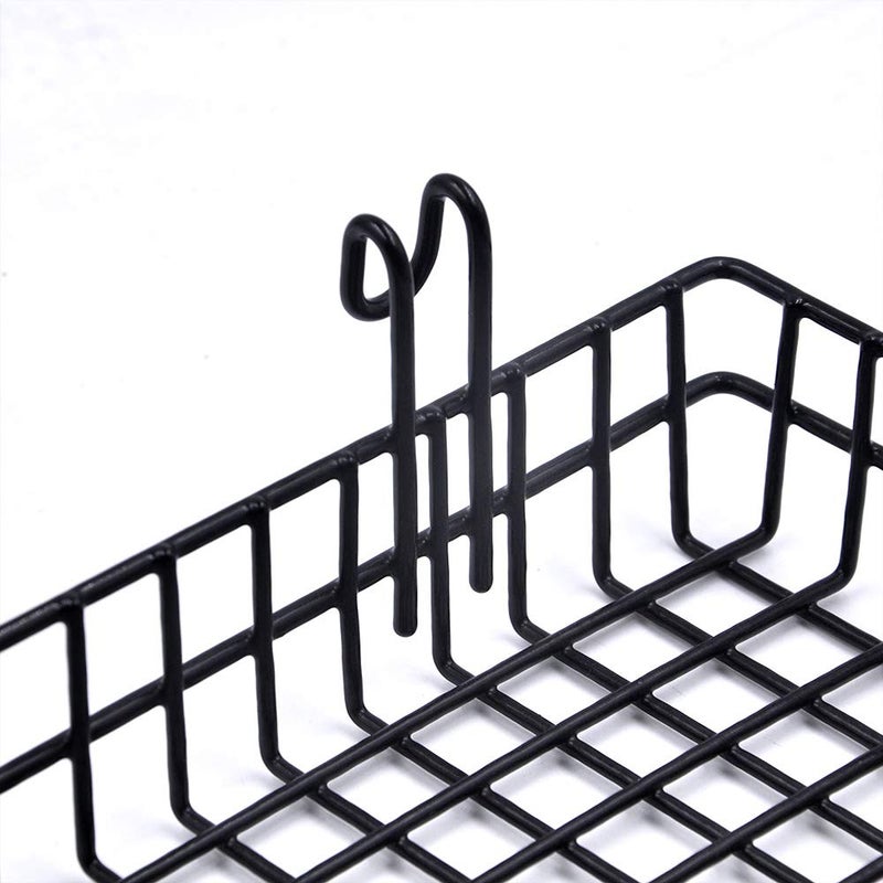 ANZOME Black Metal Wire Hanging Basket, Multifunction Creative Mesh Wall Grid Holder Storage Organizer Plant Holder Shelf Flower Pots Black Coated - Image 3