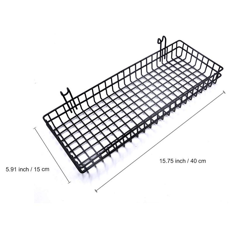 ANZOME Black Metal Wire Hanging Basket, Multifunction Creative Mesh Wall Grid Holder Storage Organizer Plant Holder Shelf Flower Pots Black Coated - Image 4