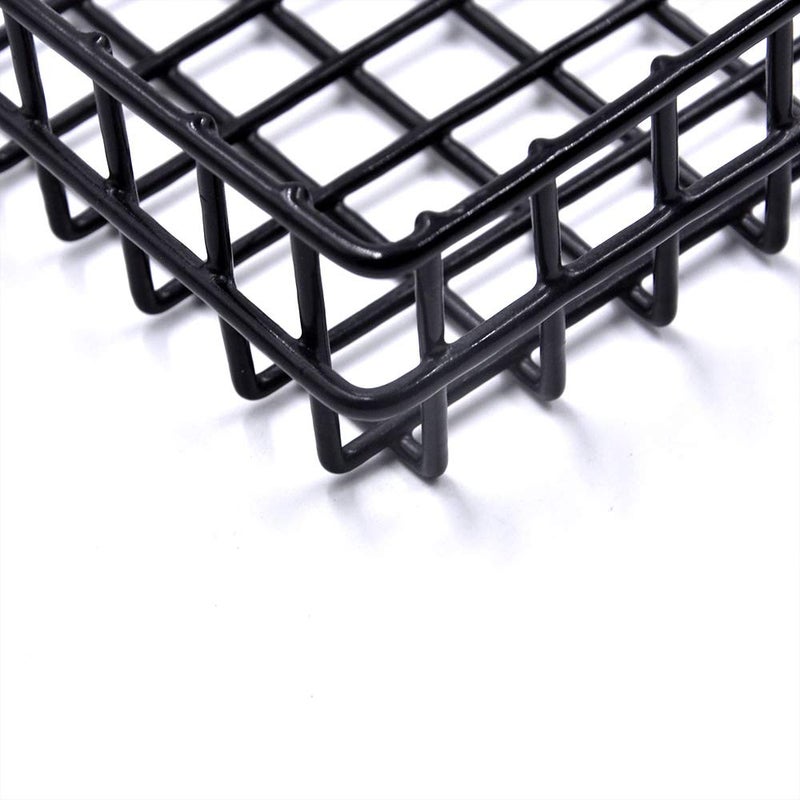 ANZOME Black Metal Wire Hanging Basket, Multifunction Creative Mesh Wall Grid Holder Storage Organizer Plant Holder Shelf Flower Pots Black Coated - Image 2