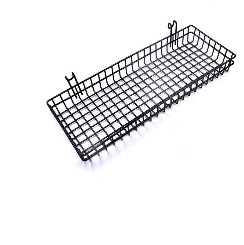 ANZOME Black Metal Wire Hanging Basket, Multifunction Creative Mesh Wall Grid Holder Storage Organizer Plant Holder Shelf Flower Pots Black Coated - Image 1