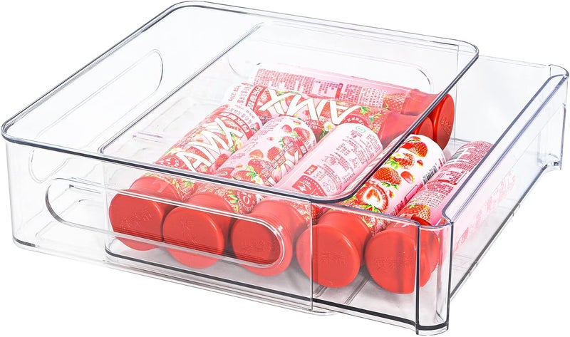 MANO Stackable Refrigerator Drawers Pull Out Clear Fridge Drawer Organizer Bins Divided Storage Box Plastic Food Containers Set for Pantry Kitchen Cabinet Dresser Clothes - Image 1