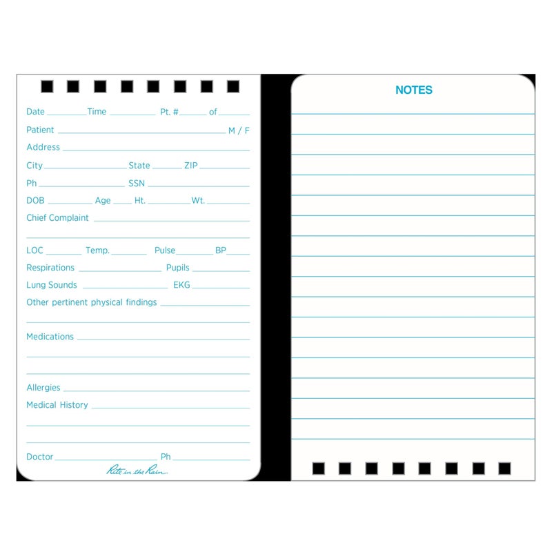 Rite in The Rain Weatherproof EMS Notebook, 3" x 5", Yellow Cover, Vital Stats Pages (No. 112) - Image 2