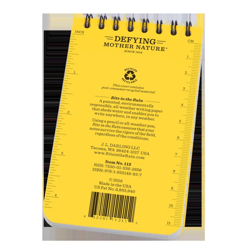 Rite in The Rain Weatherproof EMS Notebook, 3" x 5", Yellow Cover, Vital Stats Pages (No. 112) - Image 5