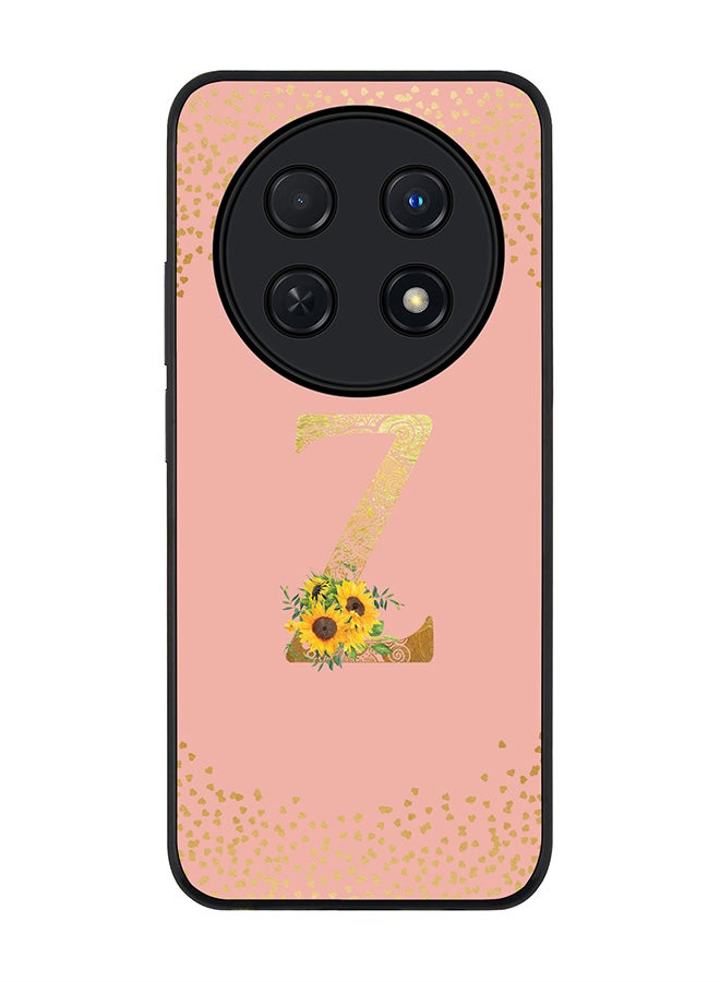 Stylizedd Rugged Black edge case for Huawei nova 12i 4G, Slim fit Soft Cover - Custom Monogram Initial Letter Floral Pattern Alphabet - Z (Rose Pink) - Image 1