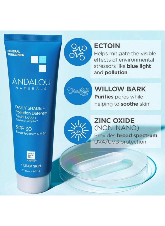 Andalou Naturals - Daily Shade Face Sunscreen Spf 30 Zinc Oxide Mineral Sunscreen Sun + Pollution Defense Face Lotion Helps Minimize Look Of Pores Matte Finish & Lightweight 2.7 Fl. Oz. - Image 1