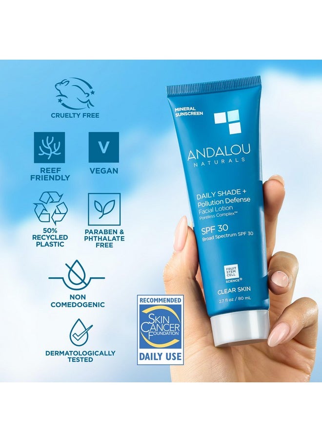 Andalou Naturals - Daily Shade Face Sunscreen Spf 30 Zinc Oxide Mineral Sunscreen Sun + Pollution Defense Face Lotion Helps Minimize Look Of Pores Matte Finish & Lightweight 2.7 Fl. Oz. - Image 1