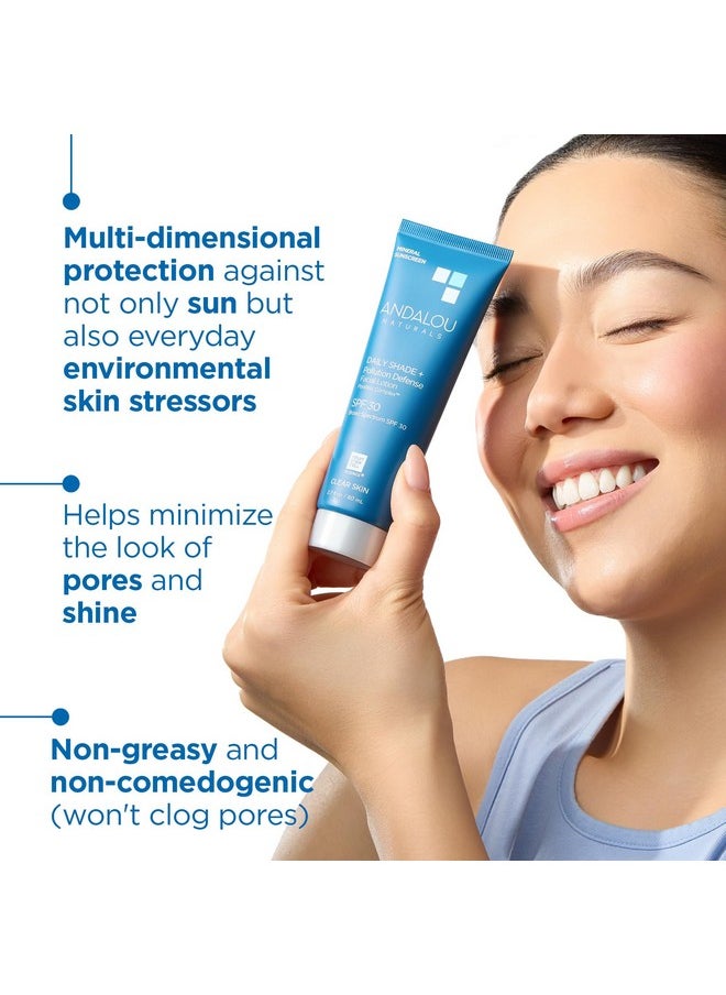 Andalou Naturals - Daily Shade Face Sunscreen Spf 30 Zinc Oxide Mineral Sunscreen Sun + Pollution Defense Face Lotion Helps Minimize Look Of Pores Matte Finish & Lightweight 2.7 Fl. Oz. - Image 1