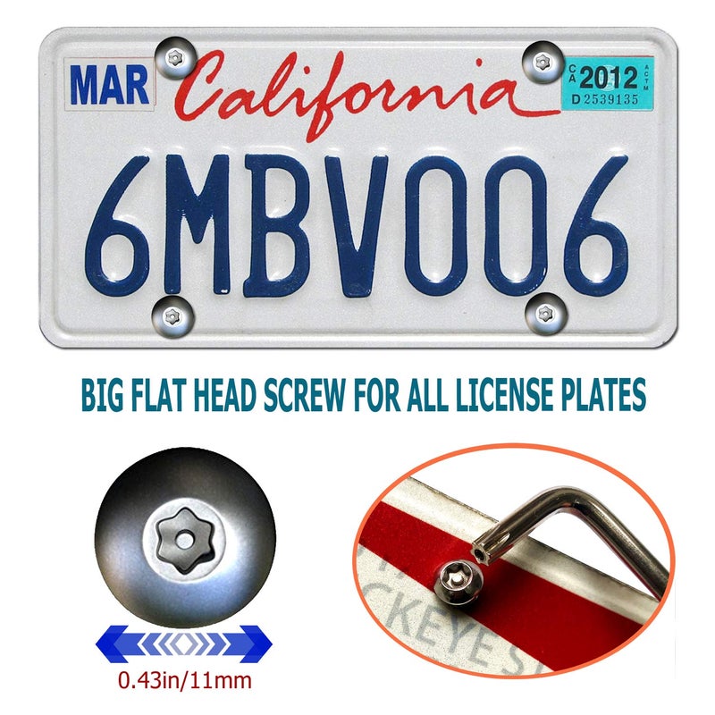 Aootf Anti Theft License Plate Screws -Stainless Steel Security Car Tag Screws Bolts, Tamper Resistant Mounting Hardware Kits for Front and Rear License Plate Frame - Image 4
