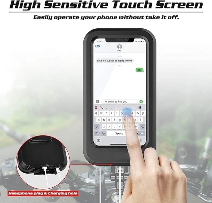 DS ENTERPRISE Bike/Scooty Mobile Stand, Waterproof Cell Phone Mount Holder, Universal Bike-Cycle Handlebar Sensitive Touch Screen, Fit 4-7.2 Inches All Smartphones Adjustable 360° Rotation Phone Case with TPU - Image 3